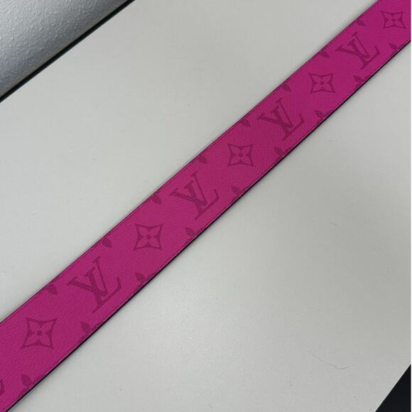 Louis Vuitton Pink LV Initial Reversible Belt Pink & Black Leather 95/38 - Picture 10 of 10